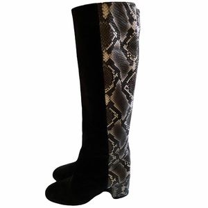 Suede and snake skin tall Italian boots